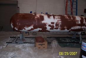 Preparing propane tank for painting